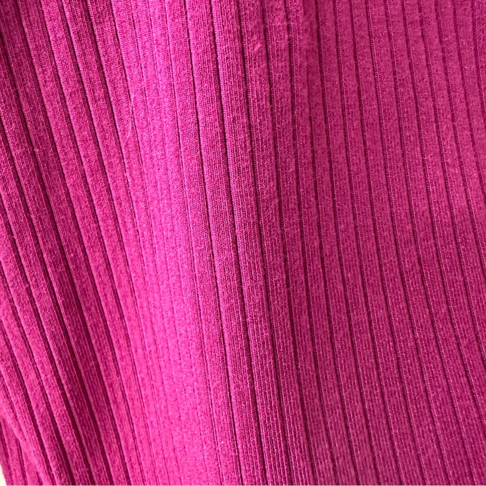 Splendid Raspberry Pink Ribbed Fitted Long Sleeve Tee, Size XL - Picture 4 of 6